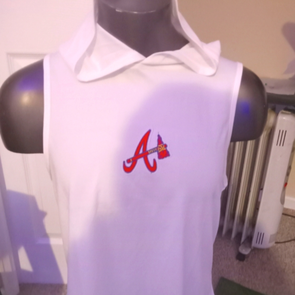 Atlanta Braves Dry Fit Polyester Sleeveless Hoodie Tank Top NWT Size Miami Dolph